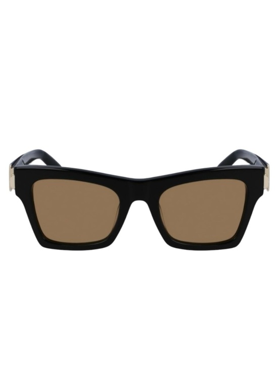 Salvatore Ferragamo SF2013S Black Gold Square Brown Lens 52 mm Sunglasses NIB